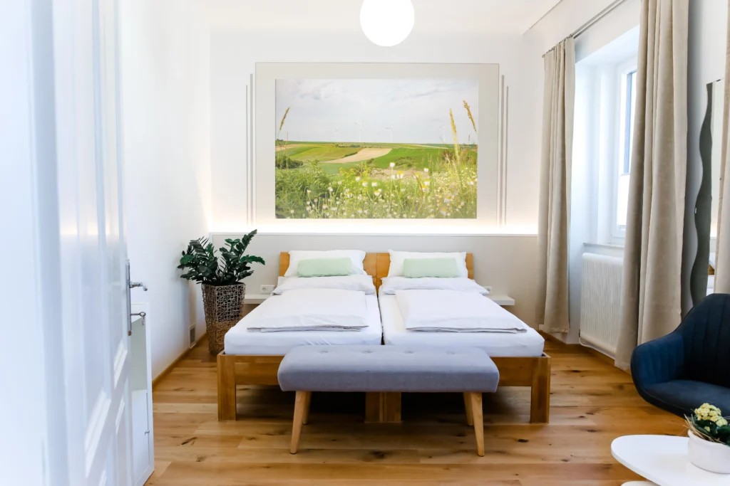 liebevoll eingerichtetes Doppelbett Zimmer im Appartement VinoVerde