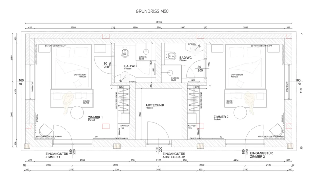 Ein Grundriss unserer geplanten VinoVerde Studios - Schlafen in Poysdorf